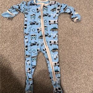 Kickee Pants Blue Pajamas with Vehicle Design